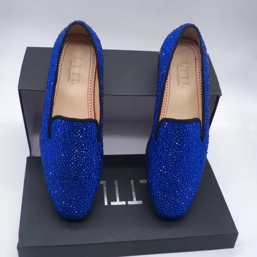 New Arrived Royal Blue Rhinestone Mens Loafers Luxury Slip-on Suede Men Dress Shoes Handmade Men's Wedding And Prom Shoes