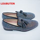 New Handmade Sparkling Crystal Rhinestone Men Loafers Luxury Suede Slip On Men Shoes Fashion Tassel Mens Dress Shoes