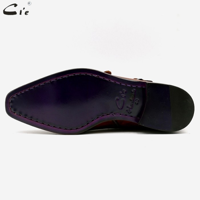 square toe patina hand-painted calf leather bespoke leather men shoe handmade calf leather breathable men's boat