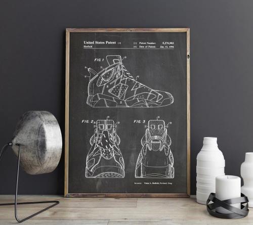 Sneakers patent for Nike Air Jordan lover,Shoes  wall art , posters, room decor,vintage print,blueprint, wall Decorations