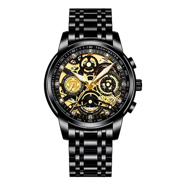 Masculino Sports Fashion Wristwatches Men's Gold Chronograph Luxury Quartz Watches Gold Men Wristwatch For Bussiness Man