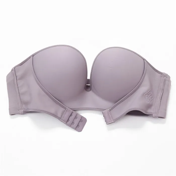 FINETOO Strapless Bra Women Super Push Up Bra Sexy Lingerie Invisible Brassiere Front Closure Bras Underwear for Dress A B C Cup