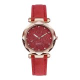 Casual Women Romantic Starry Sky Wrist Watch Leather Rhinestone Designer Ladies Clock Simple Dress