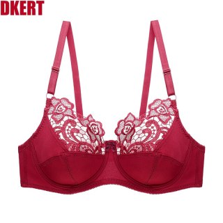 DKERT Plus Size Women Bras Ultrathin Sexy Lace Underwear Brassiere Soft Comfortable Bralette Push Up C D E Cup