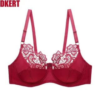 DKERT Plus Size Women Bras Ultrathin Sexy Lace Underwear Brassiere Soft Comfortable Bralette Push Up C D E Cup