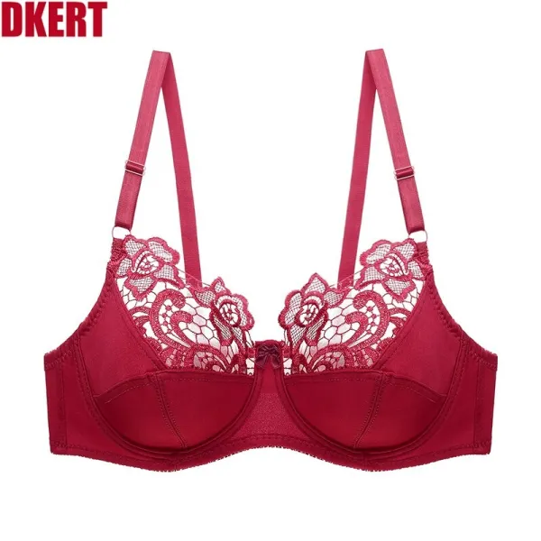 DKERT Plus Size Women Bras Ultrathin Sexy Lace Underwear Brassiere Soft Comfortable Bralette Push Up C D E Cup