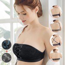 Strapless underwear wedding dress push-up Bra women's wireless Lace Bra comfortable breathable sexy Super Large full-size Bra