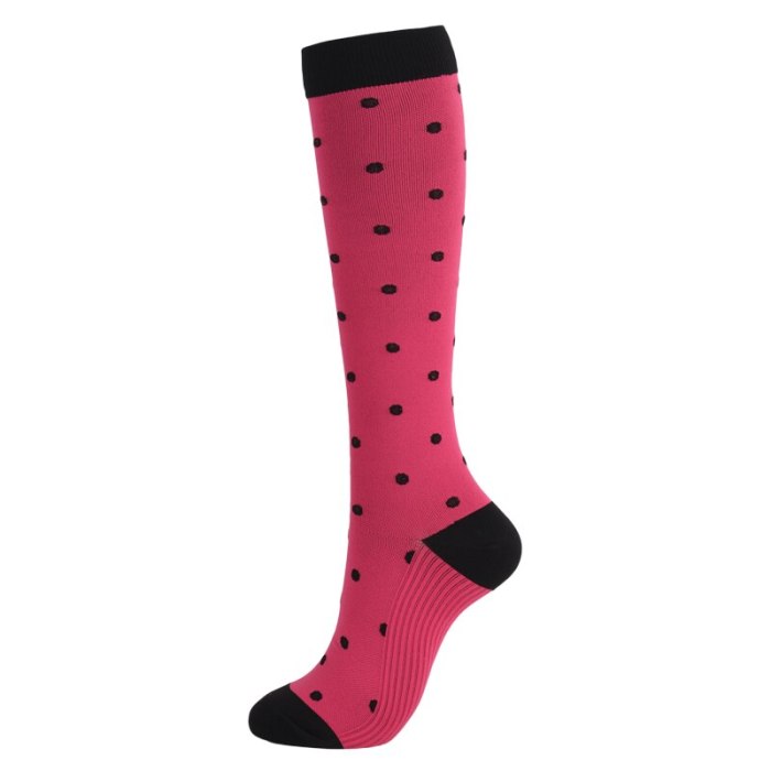 Compression Socks Men Women Nylon Yarn Outdoor Sports High Long Tube Stockings Running Socks Happy Dot Marathon Unisex Fun