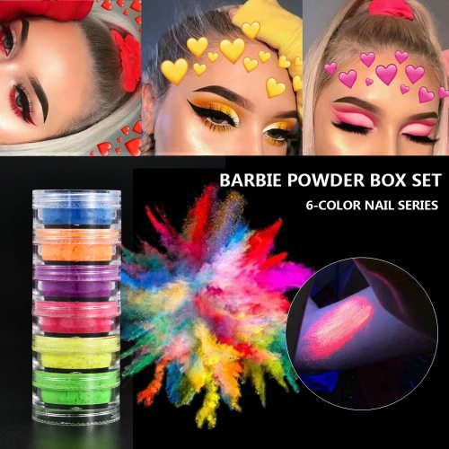 6 Color/Sets Lasting Fluorescent Matte Eyeshadow Neon Pigment Powder Halloween Decoration Eyeshadow Palette Beauty Glazed