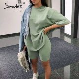 Casual solid outfits women's two piece suit with belt Home loose sports tracksuits fashion bicycle suit summer hot 2020