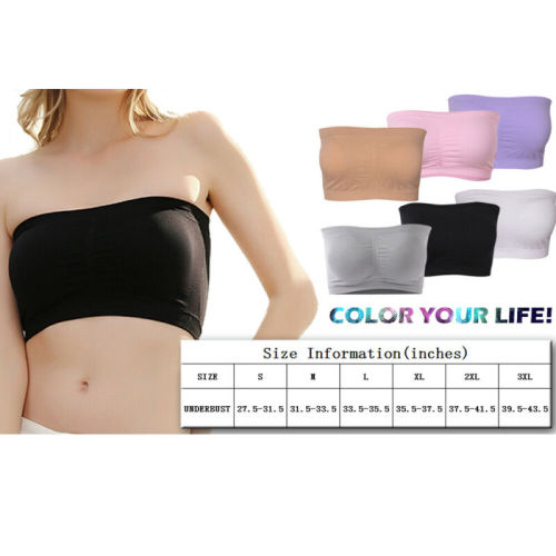 Double Layers Plus Size Strapless Bra Bandeau Tube Removable Padded Top Stretchy Summer Bra Size S-3XL