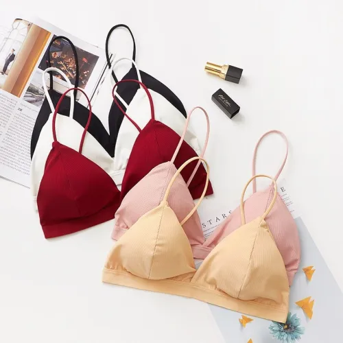 GUMPRUN Seamless Soft Bras for Women Thin Strap Wireless Push Up Bra Backless Comfort Underwear Bralette Sexy Lingerie