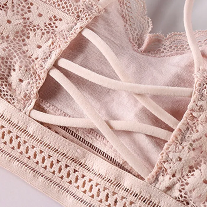 Women Lace Bra Sets Seamless Underwear Backless Vest Sexy Panties Padded Bralette Lingerie Ultrathin Briefs Female Intimates #F