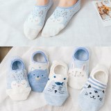 5Pairs  Arrivl Women Socks funny Fruits Cute Happy Silicone Slip Invisible Cotton Sock 35-40