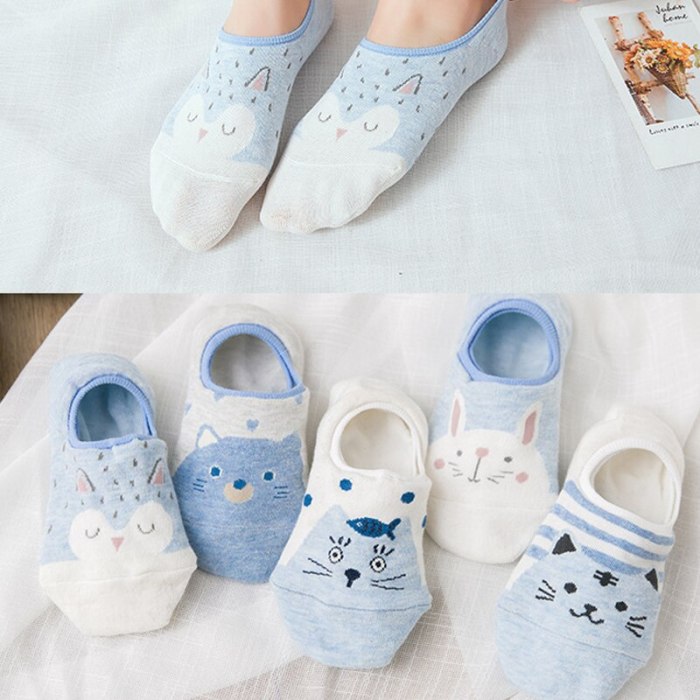 5Pairs  Arrivl Women Socks funny Fruits Cute Happy Silicone Slip Invisible Cotton Sock 35-40