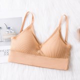 Queenral Push Up Bras For Women Underwear Seamless Bralette Cotton Active Bra Solid Crop Top Brassiere Wireless Bra Lingerie