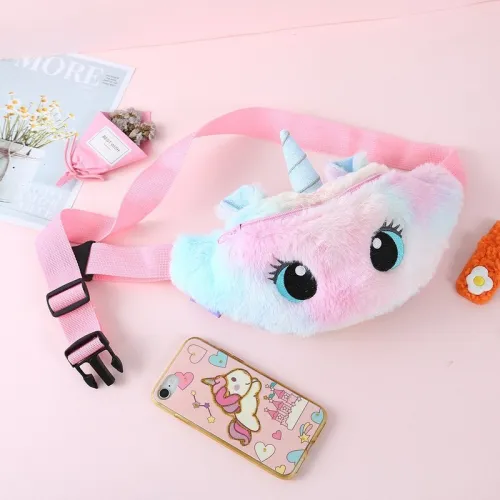 2020 New Cute Unicorn Female Waist Bag Kids Fanny Pack Cartoon Plush Women Belt Bag Fashion Travel Phone Pouch Chest Bag