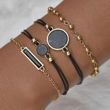 5pcs Set Top Style Fashion Women's Luxury Leather Band Analog Quartz WristWatch Ladies Watch Women Dress  Black Clock