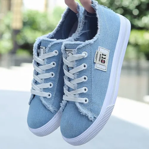 Canvas shoe woman 2020 new arrival Lace-up Spring/autumn Sneakers for girls Fashion Denim solid Blue/White STAR CDG PLAY Tennis