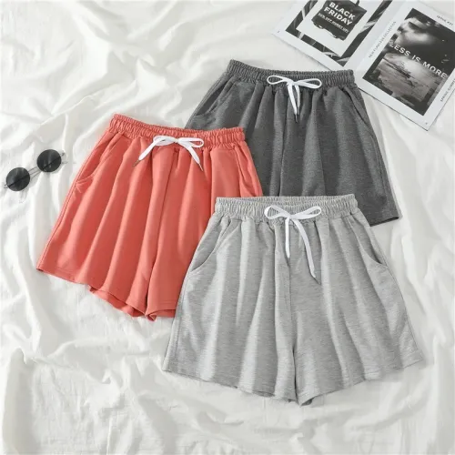 Women Shorts Summer Casual Solid Drawstring shorts high waist loose shorts for girls Soft Cool female short M-2XL