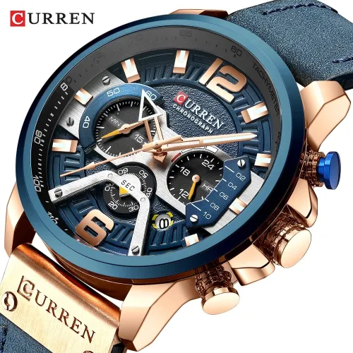 Top   Brand Casual Fashion Watches for Male Sport Military Leather Wrist Watch Men Watch Chronograph