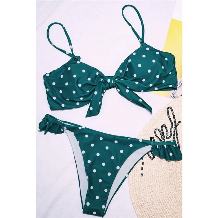 2020 Sexy Blue Bow Polka Dot Bikini Women Swimwear Female Swimsuit Two-piece Bikini set Brazilian Bather Bathing Suit Swim V1672