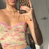 Floral Print y2k Women's Crop Top Summer Lace Patchwork Sexy Sleeveless Tops Backless Bodycon 90s Camisole Beach Cuteandpsycho
