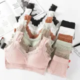 Women Sexy Push Up Underwear Bra Set Sports Lace Bra Set Top High Impact For Fitness Padded Running Jogging Gym Wear Female Bra