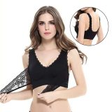 M-3XL Women Underwear Sexy Lingerie Lace Solid Color Cross Side Buckle Wireless Push up Breathable Sleep Hot Bra