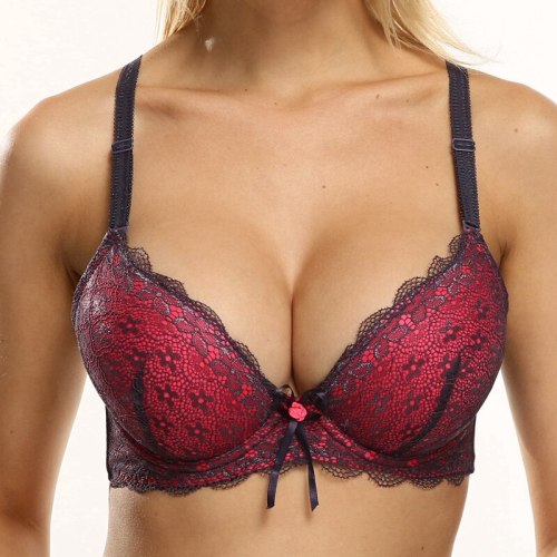 PariFairy Sexy Lace Adjusted Straps Bra Women Padded Lingerie Push Up Bras Plus Size Bra Add Two Cup Underwire Brassiere B C Cup