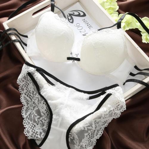 Sexy push up padded underwear briefs lace bra set bra and panty set back closure seamless  women underwire lingerie set
