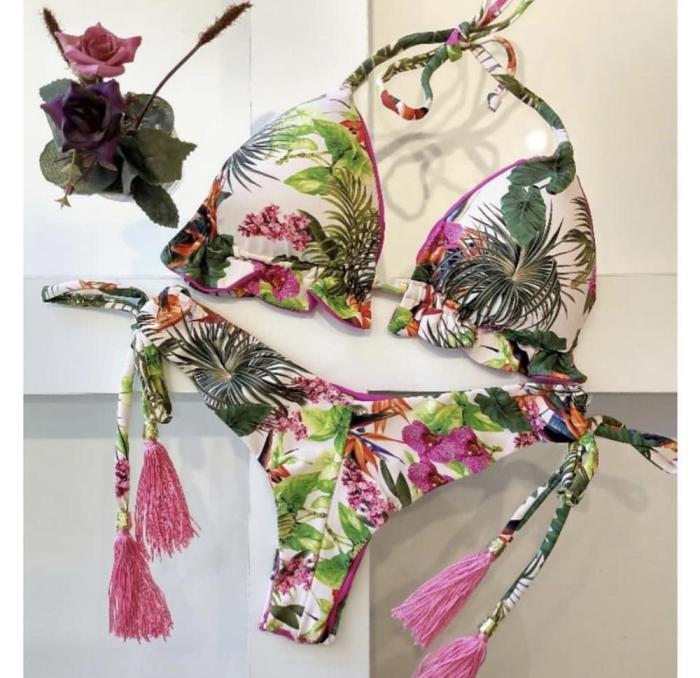 2020 Sexy Bandeau Bikini Print Women's Two-Piece Swimsuit Bikini One Shoulder Swimwear Brazilian Set
