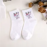 Japanese Kawaii Women Animals Cartoon Tube Socks Cute Egg Rabbit Panther Cotton Long Socks Female and Ladies Pink Milk White Sox