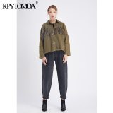 Vintage Stylish Fringe Beaded Loose Denim Jacket Coat Women 2020 Fashion Long Sleeve Frayed Trim Ladies Outerwear