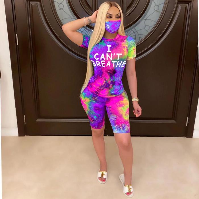 JRRY Women Tracksuit Two Pieces Set Mask Short Sleeve V Neck Top Short Pants 2 Pieces Set Outfits Skinny Elastic Outdoor Wear