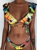 Rubylong 2019 Ruffles Bikini Women Sexy Vintage Swimsuit Brazilian Thong Bikini Set Female Retro Swimwear Push Up Bathing Suit