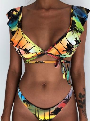 Rubylong 2019 Ruffles Bikini Women Sexy Vintage Swimsuit Brazilian Thong Bikini Set Female Retro Swimwear Push Up Bathing Suit