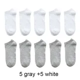 2020 New 10 Pairs Women Socks Breathable Ankle Socks Solid Color Short Socks Comfortable White Black Cotton Low Cut Socks