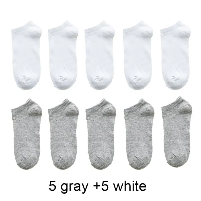 2020 New 10 Pairs Women Socks Breathable Ankle Socks Solid Color Short Socks Comfortable White Black Cotton Low Cut Socks