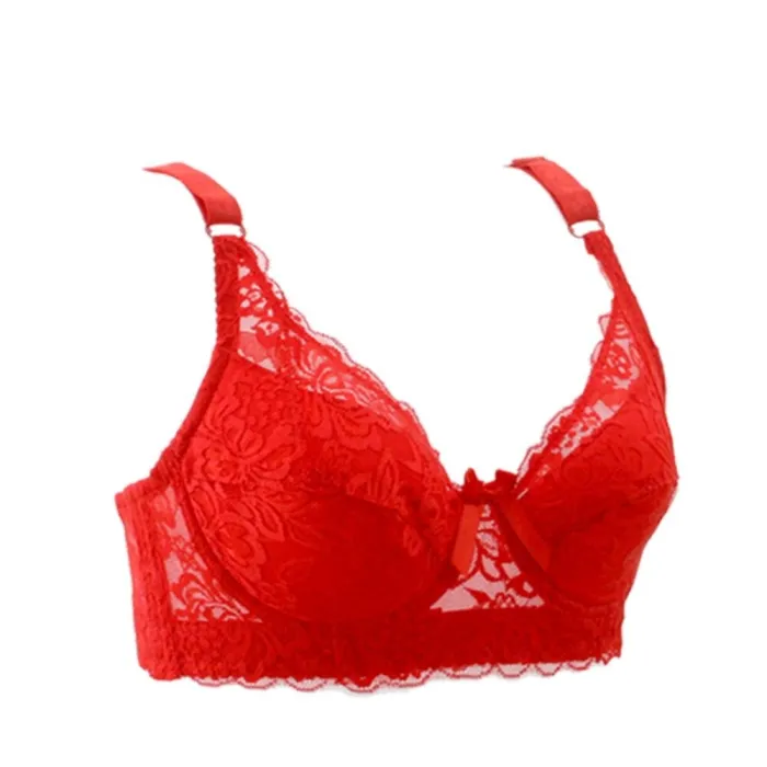 2020 Sexy Full Lace Women's Bras Push Up Coverage Flower Adjustable  Intimates Bowknot Underwear Plus Size