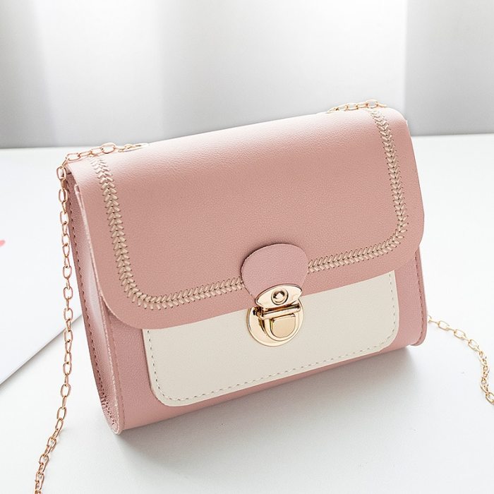 Stitching women's summer shoulder bag chain PU leather ladies messenger bag female small square bag clutch bags 2020 handbags