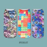 3pcs/Lot Teeth Purple SKULL Print Sock Cute Floral Socks Women Harajuku Art Socks Funny Cotton Kawaii Ankle Happy Socks White