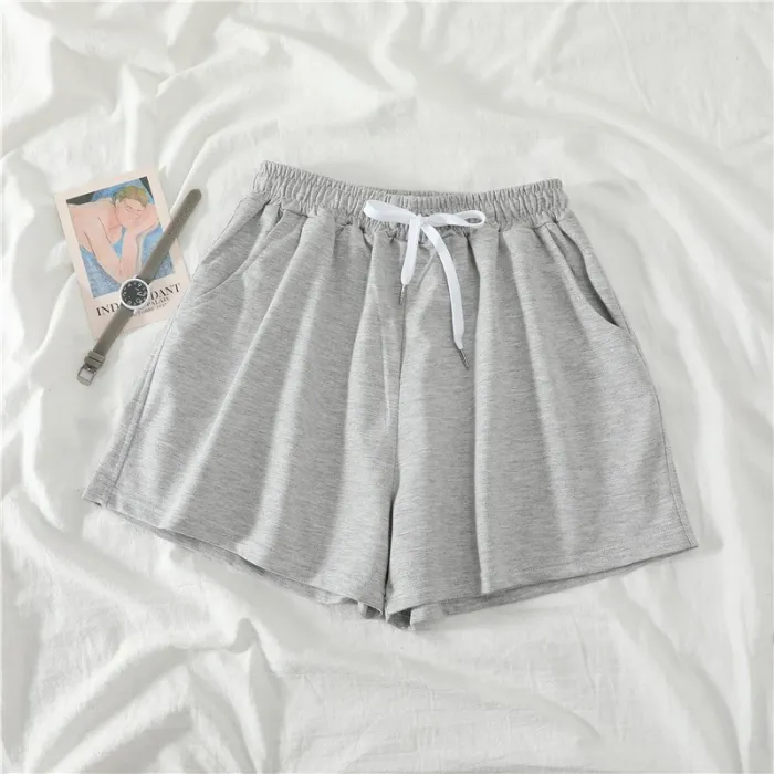 Women Shorts Summer Casual Solid Drawstring shorts high waist loose shorts for girls Soft Cool female short M-2XL