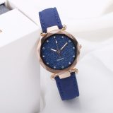 Casual Women Romantic Starry Sky Wrist Watch Leather Rhinestone Designer Ladies Clock Simple Dress