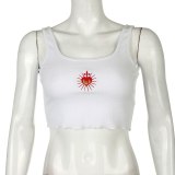 SEASONS Embroidery Butterfly Women Tank Tops Tees Summer Sleevless Casual Crop Top Ladies White Fashion Mini Vest 2020 ASVE80725