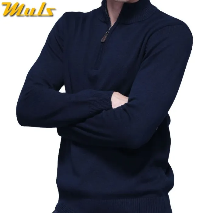 2019 Thicken Polo Sweaters Men Pullover Winter Warm Cotton Knitted Half Zipper Sweater Pullover Male Jumper Autumn Spring Jersey
