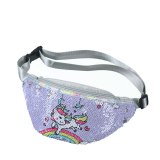 Sequins Printing  Unicorn Sequin Fashion Waist Bag Fanny Pack Children Cartoon Chest Bag Outdoor Travel Pocket Phone Pouch