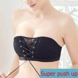Strapless underwear wedding dress push-up Bra women's wireless Lace Bra comfortable breathable sexy Super Large full-size Bra