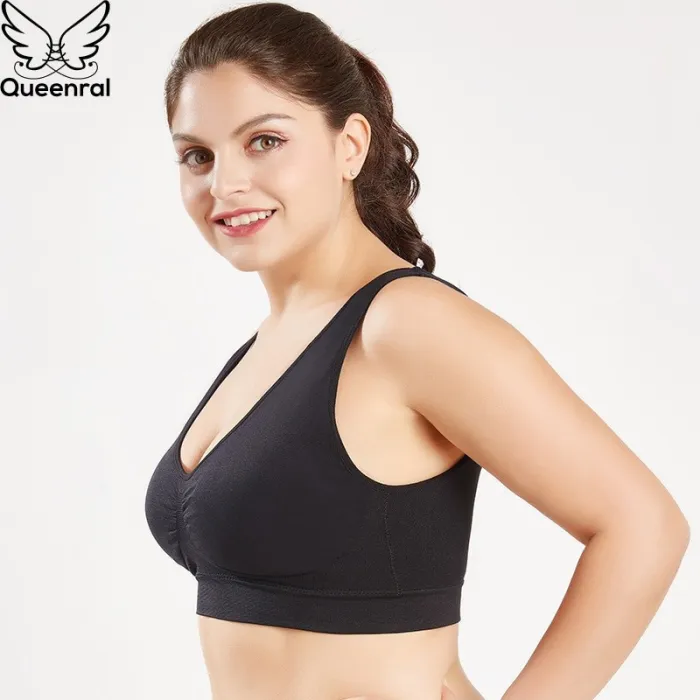 Queenral Plus Size Bras For Women Seamless Bra With Pads Big Size 5XL 6XL Bralette Push Up Brassiere Bra Vest Wireless BH