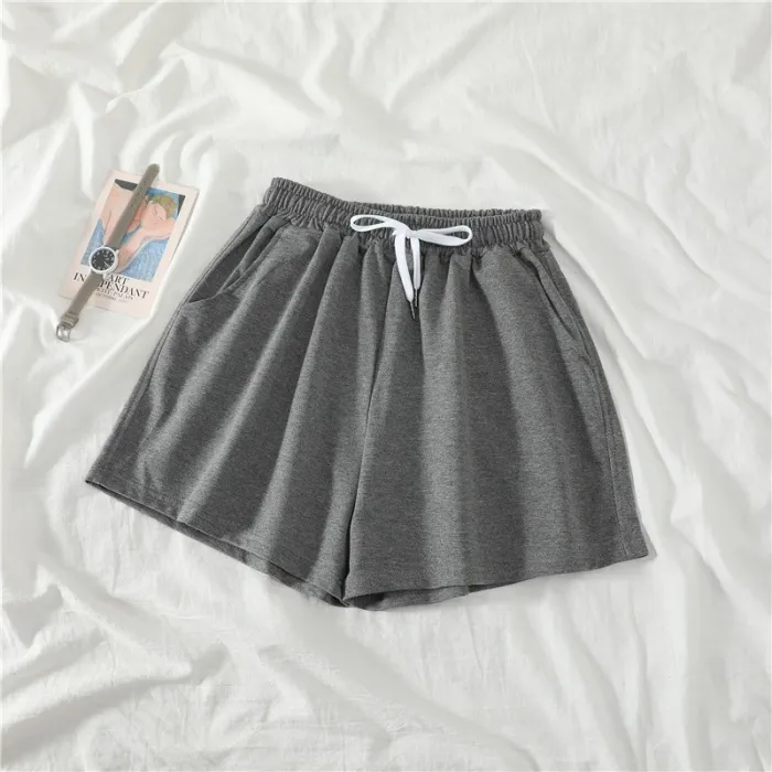Women Shorts Summer Casual Solid Drawstring shorts high waist loose shorts for girls Soft Cool female short M-2XL